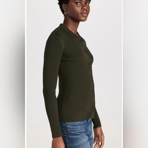 Pistola Kealy Rib Cardigan Size Small In Dark olive - Picture 3 of 7